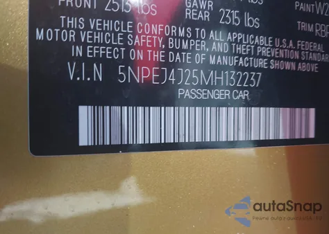 2021 Hyundai Sonata Sel Plus z USA, uszkodzony, nr VIN 5NPEJ4J25MH132237